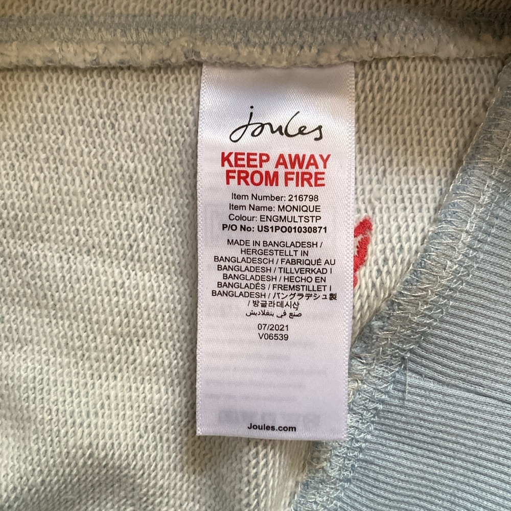 Joules Red and Yellow Monique Crewneck Rainbow Striped Sweatshirt Women’s 12 NWT - Picture 8 of 9